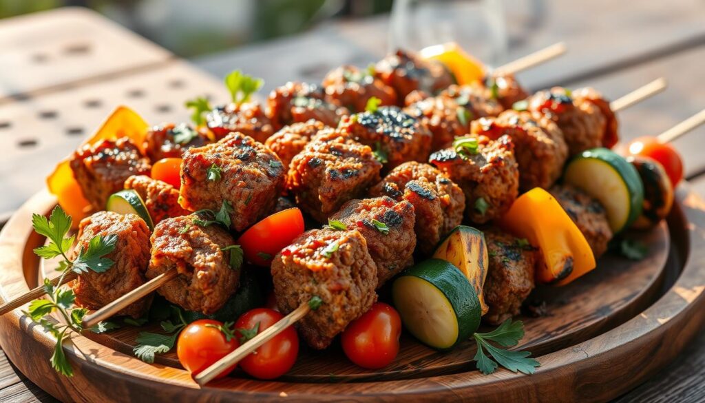 Grilled Kefta Skewers with Cumin and Herbs