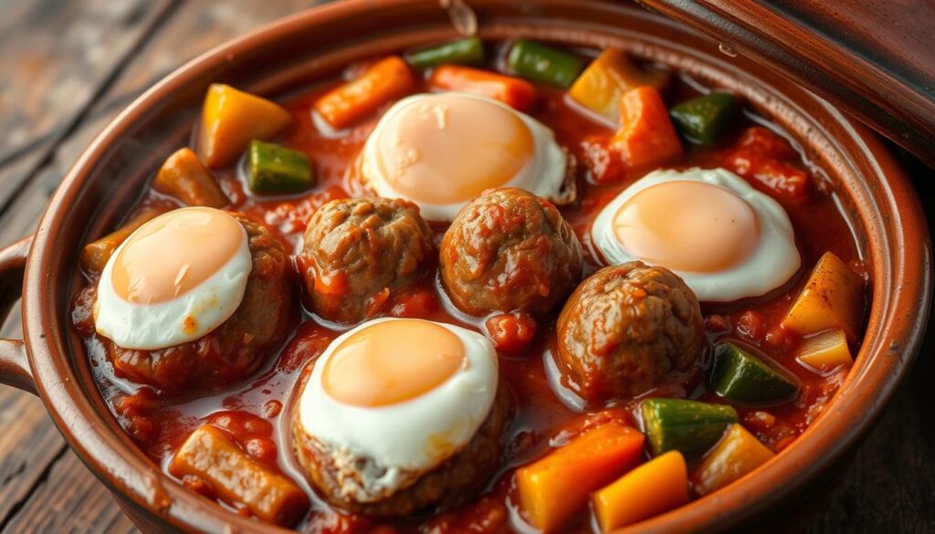 Kefta Tagine with Eggs and Tomato Sauce