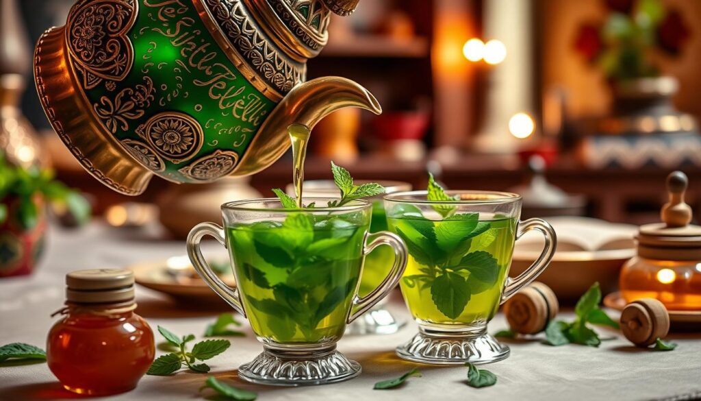 Moroccan Mint Tea with Honey and Fresh Mint