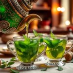 Moroccan Mint Tea with Honey and Fresh Mint